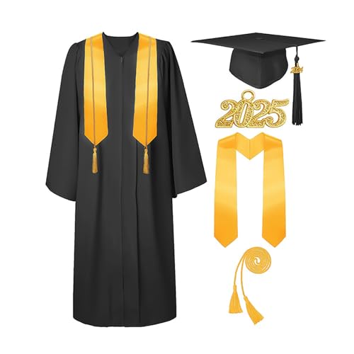 Abschlussfeier Deko 2025 Abschlussmütze Talar 2025 Set mit Quaste, Ehrenkordel, Abschlussstolen für High School, College, Bachelor Geschenk für Master Abschluss Geschenk Abschlussfeier Deko 2025 Abschlussmütze Talar 2025 Set mit Quaste, Ehrenkordel, Abschlussstolen für High School, College, Bachelor Geschenk für Master Abschluss Geschenk von CHISHAYA