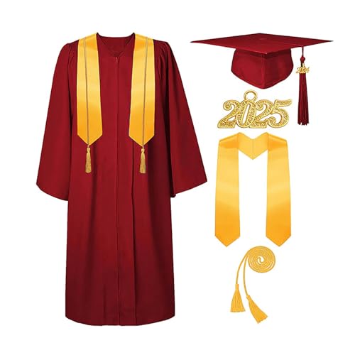 Abschlussfeier Deko 2025 Abschlussmütze Talar 2025 Set mit Quaste, Ehrenkordel, Abschlussstolen für High School, College, Bachelor Geschenk für Master Abschluss Geschenk Abschlussfeier Deko 2025 Abschlussmütze Talar 2025 Set mit Quaste, Ehrenkordel, Abschlussstolen für High School, College, Bachelor Geschenk für Master Abschluss Geschenk von CHISHAYA