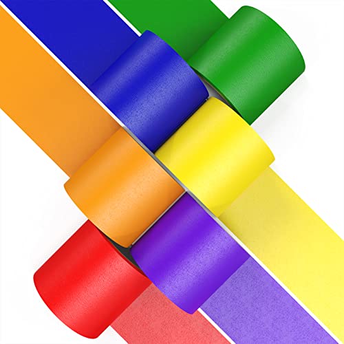 CHIYUNS Farbiges Farbband für Maler, buntes Klebeband, Bastelbänder, Kinderbedarf, Kennzeichnung, Codierung, Klassenzimmer, 6 Farben, 2 Zoll breit x 10 Meter lang (50 mm x 9,3 m) von CHIYUNS