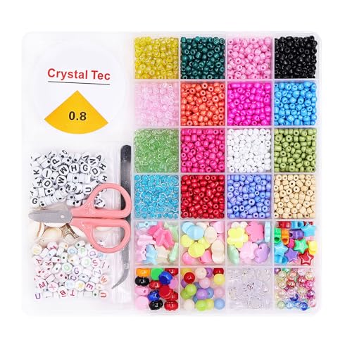 4 mm buntes Glasperlen-Set für handgefertigte Armbänder, Halsketten und Bastelbedarf, Glasperlen zur Herstellung von Armbändern 4 mm buntes Glasperlen-Set für handgefertigte Armbänder, Halsketten und Bastelbedarf, Glasperlen zur Herstellung von Armbändern von CHIZISX