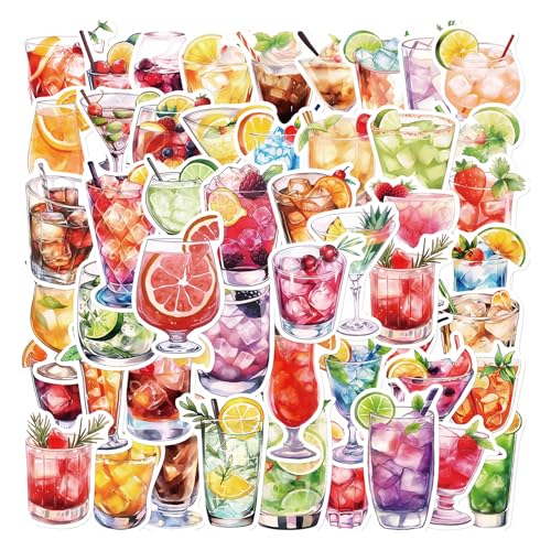 50pcs Wiederverwendbarkeit Wasserdichte Aufkleber Cocktail Design Abnehmbarer Paster Für Helme Laptops Skateboards Basteln Viele Dekorative Aufkleber von CHIZISX