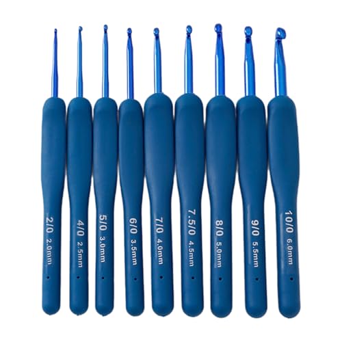 9 x ergonomische Häkelnadeln mit ergonomischem Griff, 2 mm - 6 mm, ergonomische Häkelnadeln, langer Griff, Haken für Anfänger, Hobbyisten von CHIZISX
