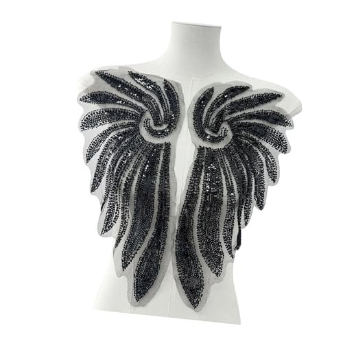 Braut-bestickte Flügel-Applikation mit Pailletten und Perlen für Hochzeitskleider & Abendkleider Kostümzubehör von CHIZISX