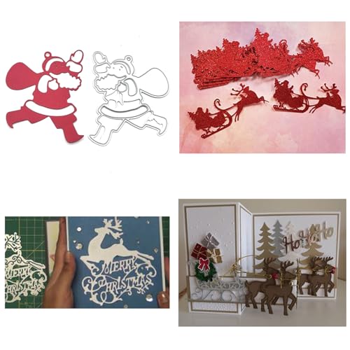 CHIZISX 5 Stück Weihnachten gestanzte Weihnachtsbaum-Stanzformen, Prägeschablonen, Metall-Schablonenformen für Fotoalbum-Dekorat von CHIZISX
