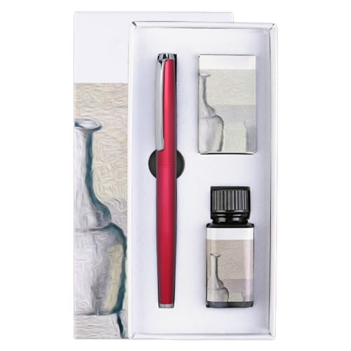 CHIZISX Füllfederhalter-Set aus Metall für Schüler, mit 4 Patronen und 20 ml, mit Kolben gefülltem Absorber zum Nachfüllen von CHIZISX