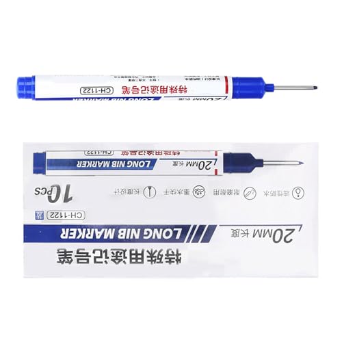 CHIZISX Marker, 10 Stück, 20 mm lange Spitzen, wasserfest, tiefgreifend, schnell trocknend, Tieflochmarker, Tischler-Marker CHIZISX Marker, 10 Stück, 20 mm lange Spitzen, wasserfest, tiefgreifend, schnell trocknend, Tieflochmarker, Tischler-Marker von CHIZISX