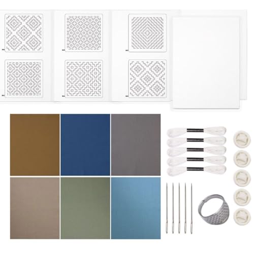 CHIZISX Stickerei Set Mit Jeans Stoff Faden Nadel Wasserlöslicher Stabilisator Für Stickereien Machen Nadelhandwerk Bastelstabilisatoren Für Handarbeit von CHIZISX