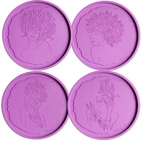 CHIZISX Untersetzerform,4 Stück unregelmäßige Blumen-Fee-Kunst-Untersetzer, Epoxidharz-Form, Tassenmatte von CHIZISX