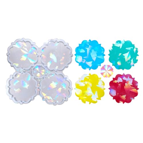 CHIZISX Untersetzerform,Blumen-Untersetzer-Silikonform, holografisches rundes Tablett, Tassenmatte, Epoxidharz-Gussform, DIY-Handwerk, Schmuckhe von CHIZISX