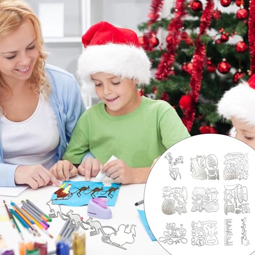 CHIZISX Weihnachtsschlitten-Stanzformen, Weihnachtsserie, gestanzte Metallprägeschablonen für die Kartenherstellung, Fotodekorat von CHIZISX
