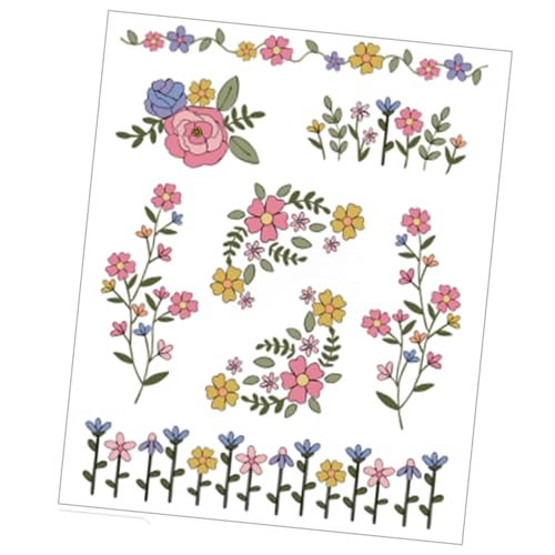 Einfaches Stickschablonen-Set für Erwachsene, wiederverwendbares Blumenmuster auf stabilem Nähpapier, Stoff, Stickerei-Transferpapier von CHIZISX