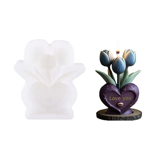 Herz-Tulpenformen, Gießformen, Blumen, Silikon, Ornament, Pflaster, Epoxidharz, Herz, Tulpen, Blumen, Silikon, Ornament, Epoxidharz von CHIZISX
