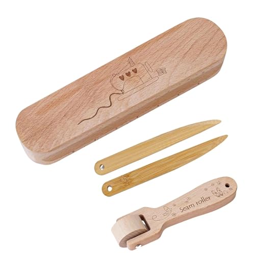 Holz Nahtpresser Werkzeugsatz Set Schneider Klapper Knochenstift Naht Roller Praktische Nähwerkzeuggewebezubehör Für Quilt Schneider Klapper Set Mit Roller Knochenstift Pressendern Nähen von CHIZISX