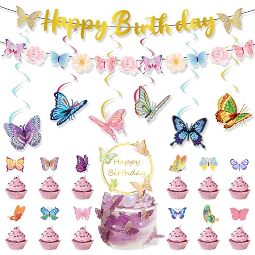 Kuchenaufsatz-Set, Schmetterlingsbanner, Urlaub, bunt, Partyzubehör, Schmetterlingskuchendekorationen für Festival-Kuchen Kuchenaufsatz-Set, Schmetterlingsbanner, Urlaub, bunt, Partyzubehör, Schmetterlingskuchendekorationen für Festival-Kuchen von CHIZISX