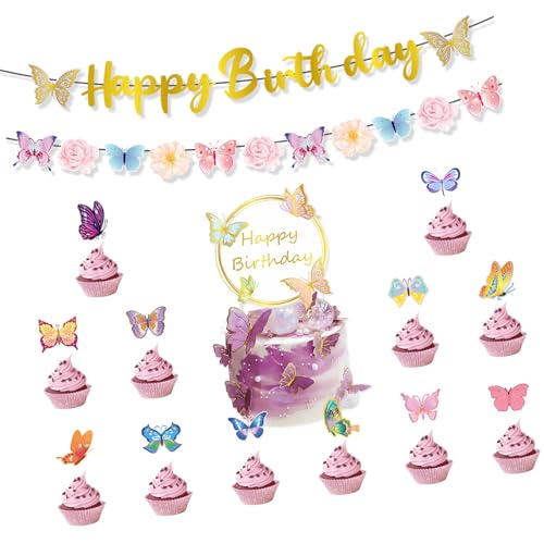 Kuchenaufsatz-Set, Schmetterlingsbanner, Urlaub, bunt, Partyzubehör, Schmetterlingskuchendekorationen für Festival-Kuchen Kuchenaufsatz-Set, Schmetterlingsbanner, Urlaub, bunt, Partyzubehör, Schmetterlingskuchendekorationen für Festival-Kuchen von CHIZISX