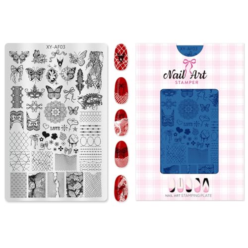 Professional Steels Stamping Plate Floral Checkered Stripe Moon Designs for Manicures Art Tools Professional Manicure Stencil von CHIZISX