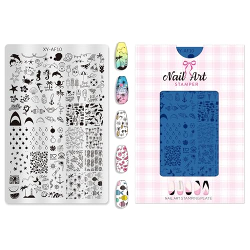 Professional Steels Stamping Plate Floral Checkered Stripe Moon Designs for Manicures Art Tools Professional Manicure Stencil von CHIZISX