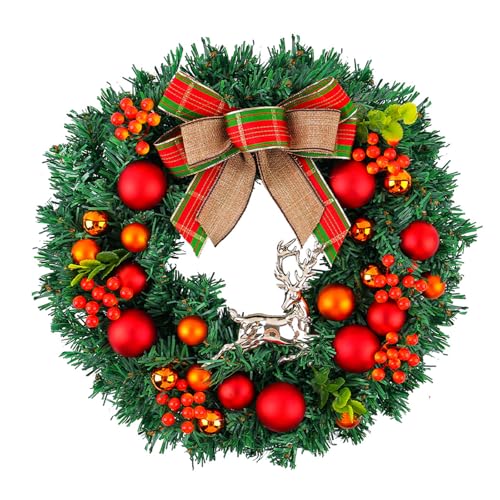 Traditionelle Weihnachtskugeln, Weihnachtskranz, traditioneller Türkranz mit Schleife und Kugel, für Festival-Dekorationen, Zuhause oder Büro von CHIZISX