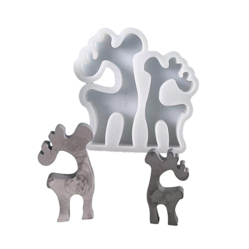 Wiederverwendbare Elchformen-Set aus flexiblem Silikon, Weihnachten, Doppelelchform für Epoxidharz, Festival, Heimdekoration, Bastelformen Wiederverwendbare Elchformen-Set aus flexiblem Silikon, Weihnachten, Doppelelchform für Epoxidharz, Festival, Heimdekoration, Bastelformen von CHIZISX