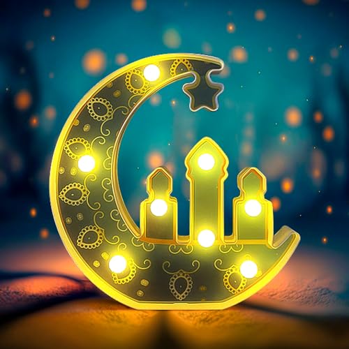 CHMMY Ramadan Deko Ramadan Lichterkette, Ramadan Dekoration Lampe Mond und Sterne Eid Mubarak Ramadan Deko Laterne, Ramadan Licht Für Muslim Ramadan Schlafzimmer Tisch Deko, Ramadan Geschenke von CHMMY