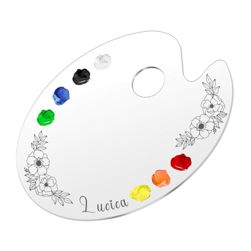 Personalisierte Klare Acryl Malpalette, Anpassbare Blumenmuster und Texte, Leicht zu Reinigende, Transparente Daumenloch für DIY Kunsthandwerk Malerei Ölgemälde Art Palette von CHMMY