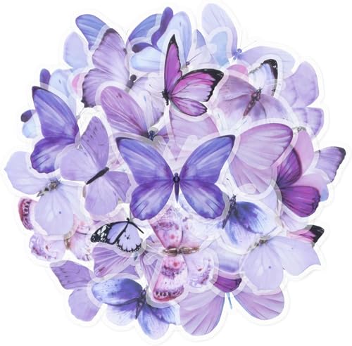40 Stück Lila Schmetterling Aufkleber, Transparente Scrapbook Stickers Schmetterlinge Aufkleber, PET Wasserfest Schmetterling Sticker für Tagebücher, Laptop, Gepäck, Wand, Scrapbooking, Handyhülle 40 Stück Lila Schmetterling Aufkleber, Transparente Scrapbook Stickers Schmetterlinge Aufkleber, PET Wasserfest Schmetterling Sticker für Tagebücher, Laptop, Gepäck, Wand, Scrapbooking, Handyhülle von CHONGQILAO