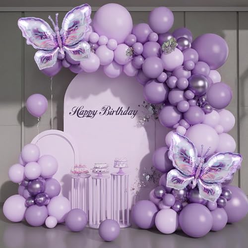 Luftballon Girlande Lila, 124 Stück Schmetterlings Folienballon Geburtstag Set, Ballongirlande Hochzeit, Luftballons Geburtstag aus 100% Naturlatex für Mädchen Kinder Baby Shower Party Dekorationen Luftballon Girlande Lila, 124 Stück Schmetterlings Folienballon Geburtstag Set, Ballongirlande Hochzeit, Luftballons Geburtstag aus 100% Naturlatex für Mädchen Kinder Baby Shower Party Dekorationen von CHONGQILAO