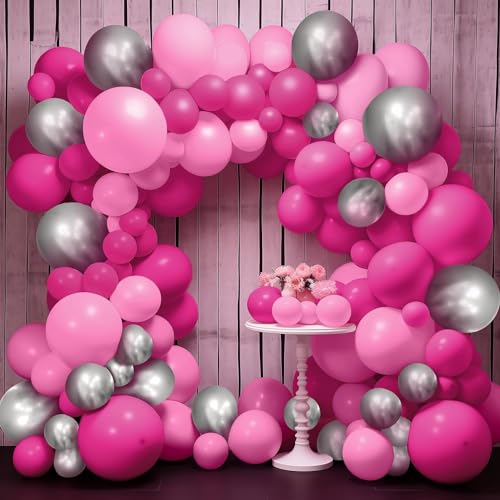 Luftballon Girlande Rosa, 134 Stück Luftballons Geburtstag Set, Ballon Geburtstag Mädchen, Helium Balloon Latex Ballons für Mädchen Geburtstag Hochzeit Kinder Baby Shower Party Dekorationen von CHONGQILAO