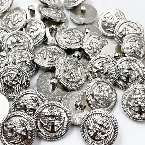 CHONSE 20PCS/Pack 13/15/20MM Silver Anchor Buttons Plastic Sewing Accessory Shank Button Garment Clothing von CHONSE