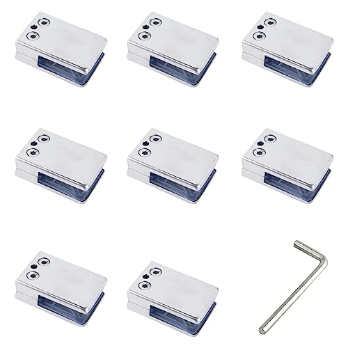 CHOUXUANGA Glasgeländerklemmen, 8 stücke s Quadratische Clips 304 Edelstahl Klemmen Einstellbar s for Haushalt Zapfen Klemme Mehr zuverlässig(10~12mm,Curved Back) von CHOUXUANGA