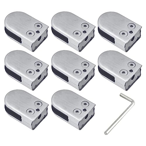 CHOUXUANGA Glasgeländerklemmen, Glasklemmen, 8 Stück, Edelstahl-Glasbodenklemme, Glasclips, D-förmige Klemmen, können auf runden Klemmen montiert Werden, zuverlässiger(10~12mm) von CHOUXUANGA