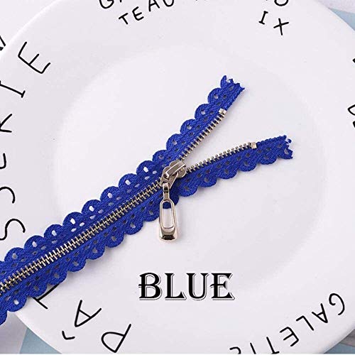CHOUXUANGA Reißverschlüsse, offener Reißverschluss, Nylon-Reißverschluss, 2 Stück, 20 cm, Spitze, Metallspitze, geschlossene Reißverschlüsse, Beschichtung(Blu) von CHOUXUANGA