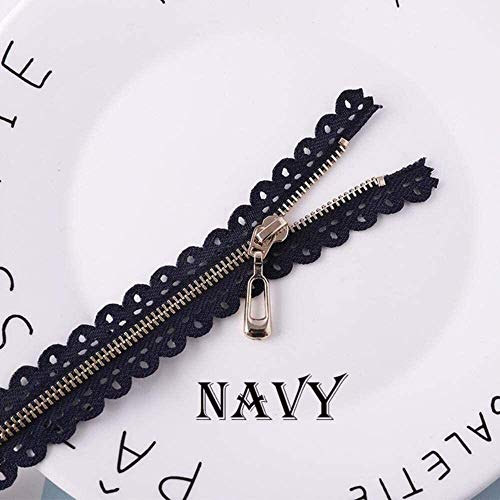 CHOUXUANGA Reißverschlüsse, offener Reißverschluss, Nylon-Reißverschluss, 2 Stück, 20 cm, Spitze, Metallspitze, geschlossene Reißverschlüsse, Beschichtung(Navy) von CHOUXUANGA