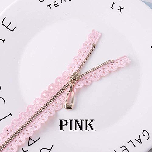 CHOUXUANGA Reißverschlüsse, offener Reißverschluss, Nylon-Reißverschluss, 2 Stück, 20 cm, Spitze, Metallspitze, geschlossene Reißverschlüsse, Beschichtung(Roze) von CHOUXUANGA