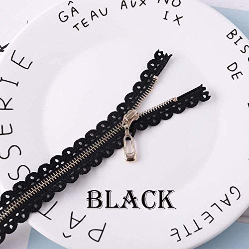 CHOUXUANGA Reißverschlüsse, offener Reißverschluss, Nylon-Reißverschluss, 2 Stück, 20 cm, Spitze, Metallspitze, geschlossene Reißverschlüsse, Beschichtung(Svart) von CHOUXUANGA