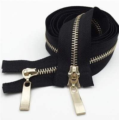 CHOUXUANGA Reißverschlüsse, offener Reißverschluss, Reißverschlüsse, Spiralreißverschlüsse, Nahttrenner, Nähwerkzeuge, 80/100/120 cm(Black Gold Teeth,120CM) von CHOUXUANGA