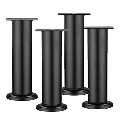 CHOUXUANGA Verstellbare Möbelbeine, 4 Stück Teleskop-Couchbeine mit Verstellbarer Höhe, Kleiderschrankfüße, Bettfüße, runde Couchtischfüße, moderner Ersatz(Black,12cm(4.7in)) von CHOUXUANGA