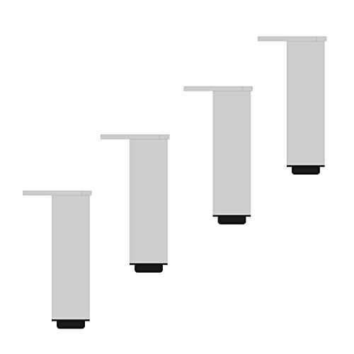 CHOUXUANGA Verstellbare Möbelbeine, 4-teilige Kleiderschrankbeine, Ersatzbeine, Möbelfüße aus Aluminiumlegierung, Couchbeine aus Metall, höhenverstellbar 0–10 mm(White,6cm/2.4in) von CHOUXUANGA