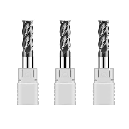 CHPGKGVNVT 3 Stück HRC55 4-Flöten-Schaftfräser mit schwarzer Nanobeschichtung, flache Schaftfräser, Hartmetall-Fräser for CNC-mechanische Bearbeitung Fräseinsätze(Customized) von CHPGKGVNVT