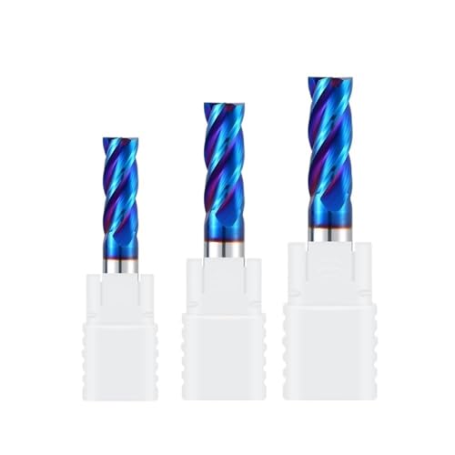 CHPGKGVNVT 3 Stück HRC70 Blaue Nano-Beschichtung Fräser 4-Flöten Wolframstahl Hartmetall CNC-Maschinenbearbeitung Flachfräser Werkzeuge Fräseinsätze(20.0MMx150L) von CHPGKGVNVT