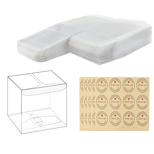 50 Stück Kunststoff Geschenkbox Transparente Geschenkboxen 8x8x8 cm Plastik Klare Box Clear Cube Hochzeitsbevorzugungsboxen für Candy Chocolate Valentine Party von CHRI