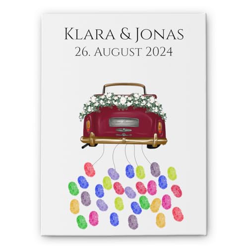 CHRISCK design Leinwand Gästebuch Hochzeit für Fingerabdrücke – Individuelle Hochzeitsleinwand mit Fingerabdruck gestalten – Fingerprint Auto für Hochzeitsgäste - optional Stift & Stempelkissen CHRISCK design Leinwand Gästebuch Hochzeit für Fingerabdrücke – Individuelle Hochzeitsleinwand mit Fingerabdruck gestalten – Fingerprint Auto für Hochzeitsgäste - optional Stift & Stempelkissen von CHRISCK design