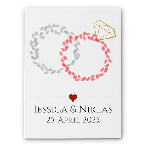 CHRISCK design Leinwand Gästebuch Hochzeit für Fingerabdrücke – Individuelle Hochzeitsleinwand mit Fingerabdruck gestalten – Fingerprint Eheringe für Hochzeitsgäste - optional Stift & Stempelkissen CHRISCK design Leinwand Gästebuch Hochzeit für Fingerabdrücke – Individuelle Hochzeitsleinwand mit Fingerabdruck gestalten – Fingerprint Eheringe für Hochzeitsgäste - optional Stift & Stempelkissen von CHRISCK design