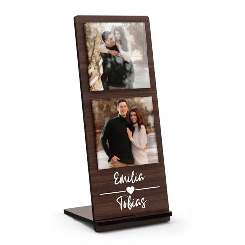 CHRISCK design Personalisierte Geschenke für Freund Freundin Paare - Fotoständer als Geburtstagsgeschenk für Frauen und Männer - Foto Aufsteller Holz Bilderrahmen Collage - Fotogeschenke Jahrestag von CHRISCK design