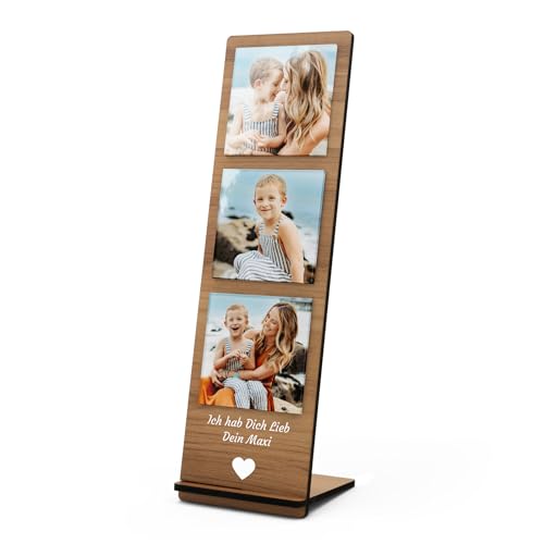 CHRISCK design Edler Fotoständer aus Holz - Muttertagsgeschenk personalisiert für Mama - Foto Geschenke für Familie Papa Oma Opa Freund Freundin Partner - Fotoaufsteller Bilderrahmen Fotocollage von CHRISCK design