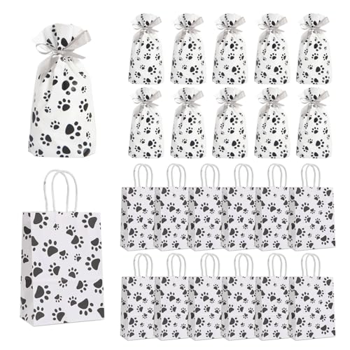 12 Stück Hundepfoten-Papiertüten Und 10 Stück Hundepfoten-Kordelzugbeutel, Süße Geschenktüten, Süßigkeitentüten, Partygeschenktüten 12 Stück Hundepfoten-Papiertüten Und 10 Stück Hundepfoten-Kordelzugbeutel, Süße Geschenktüten, Süßigkeitentüten, Partygeschenktüten von CHROMACRAFT