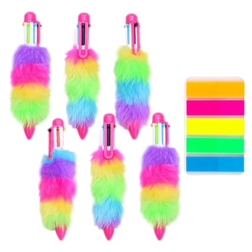 6 Mehrfarbige Kugelschreiber, 1 Haftnotiz, Bunte Plüsch-Mehrfarbenstifte, Kreative Einziehbare Regenbogenstifte, Schreibwaren Für Studenten 6 Mehrfarbige Kugelschreiber, 1 Haftnotiz, Bunte Plüsch-Mehrfarbenstifte, Kreative Einziehbare Regenbogenstifte, Schreibwaren Für Studenten von CHROMACRAFT