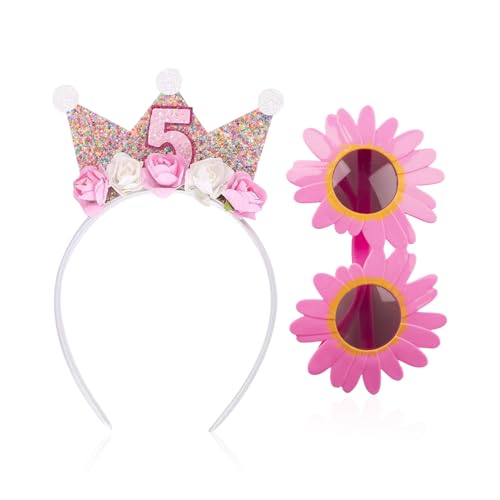 CHROMACRAFT 1 Stück Kronen-Stirnband Zum 5. Geburtstag Und 1 Stück Geburtstagsbrille, Geburtstagsfeierzubehör, Mädchenzubehör, Foto-Requisiten, Partyzubehör CHROMACRAFT 1 Stück Kronen-Stirnband Zum 5. Geburtstag Und 1 Stück Geburtstagsbrille, Geburtstagsfeierzubehör, Mädchenzubehör, Foto-Requisiten, Partyzubehör von CHROMACRAFT