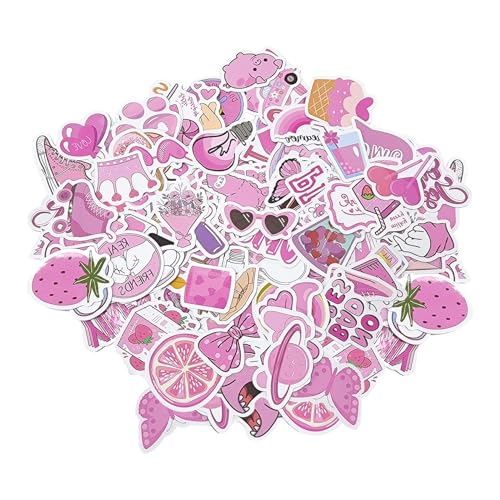 CHROMACRAFT 100 Stück Rosa Aufkleber, Niedliche Cartoon-Aufkleber, Mädchen-Aufkleber, Dekoration, DIY-Gepäck-Sammelalbum-Aufkleber, Lustige Aufkleber von CHROMACRAFT