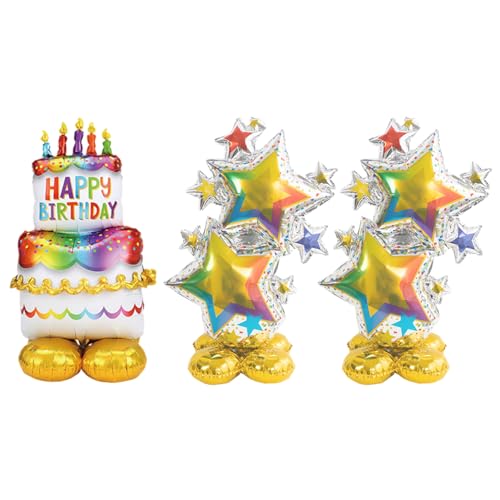 CHROMACRAFT 2 Stück Bunte Sternballons, 1 Stück Happy Birthday Kuchenballon, Große Folienballons, Happy Birthday Deko-Ballons, Kindergeburtstagsballons, Partydeko Heliumballons CHROMACRAFT 2 Stück Bunte Sternballons, 1 Stück Happy Birthday Kuchenballon, Große Folienballons, Happy Birthday Deko-Ballons, Kindergeburtstagsballons, Partydeko Heliumballons von CHROMACRAFT